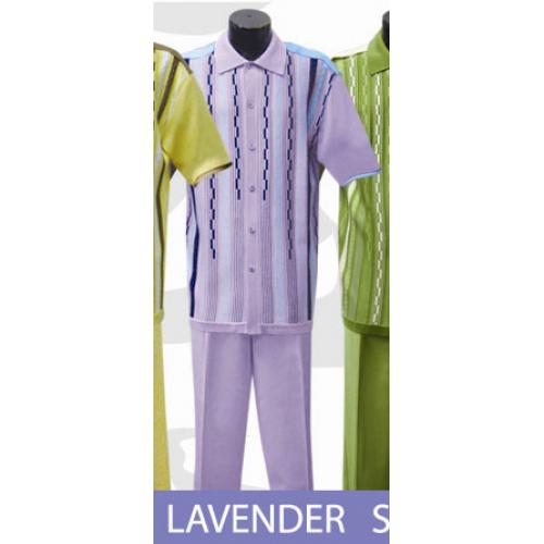 Silversilk Lavender Button Front 2 PC Knitted Silk Blend Outfit #3059